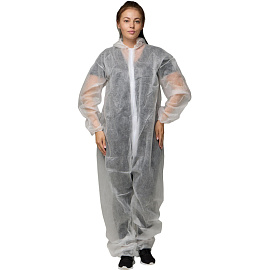 Комбинезон одноразовый с капюшоном Каспер белый 20 г/кв.м (размер 52-54, XL)