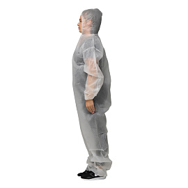 Комбинезон одноразовый с капюшоном Каспер белый 20 г/кв.м (размер 60-62, XXXL)