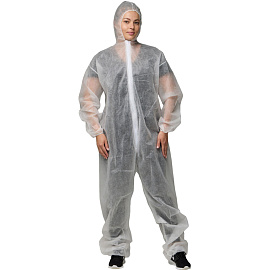 Комбинезон одноразовый с капюшоном Каспер белый 45 г/кв.м (размер 52-54, XL)