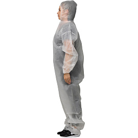 Комбинезон одноразовый с капюшоном Каспер белый 45 г/кв.м (размер 60-62, XXXL)