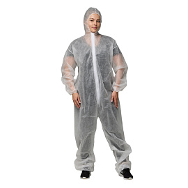 Комбинезон одноразовый с капюшоном Каспер белый 45 г/кв.м (размер 68-70, 5XL)