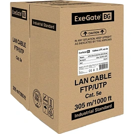 Кабель витая пара ExeGate UTP4-C5e-CU-S25-IN -LSZH-GR-305-FLUKE cat 5e 305 м (EX289281RUS)
