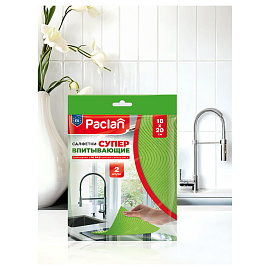 Салфетки хозяйственные губчатые Paclan Soft целлюлоза 18x18 см 200 г/кв.м (2 штуки в упаковке) фото Салфетки хозяйственные губчатые Paclan Soft целлюлоза 18x18 см 200 г/кв.м (2 штуки в упаковке)