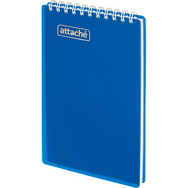 Блокнот Attache Plastic А6+ 80 листов синий в клетку на спирали (101х170 мм)