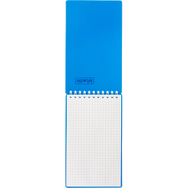 Блокнот Attache Plastic А6+ 80 листов синий в клетку на спирали (101х170 мм)