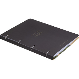 Тетрадь на кольцах со сменным блоком Be Smart Flora А4 120 листов черная в клетку с перфорацией, тиснение фольгой