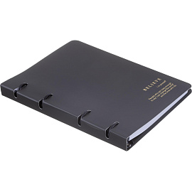 Тетрадь на кольцах со сменным блоком Be Smart Believe А5 120 листов черная в клетку с перфорацией, тиснение фольгой