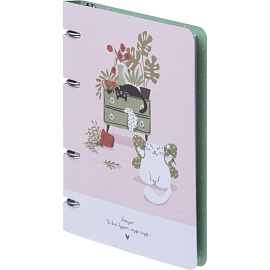 Тетрадь на кольцах со сменным блоком Be Smart Mur-Mur А5 120 листов с рисунком в клетку с перфорацией, матовая ламинация