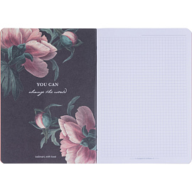 Тетрадь общая Be Smart Flora А5 48 листов в клетку на скрепке (обложка с рисунком, матовая ламинация, тиснение фольгой)