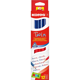 Карандаш Kores Twin красный/синий трёхгранный (двусторонний)