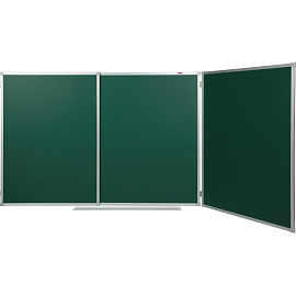 Доска магнитно-меловая 3-х секционная 100х300см Attache зеленая, лак