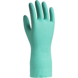 Перчатки КЩС нитриловые Lakeland Nitrosol EN15F с флокированным напылением зелёные (размер 9, L)