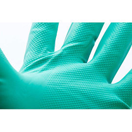 Перчатки КЩС нитриловые Lakeland Nitrosol EN15F с флокированным напылением зелёные (размер 9, L)