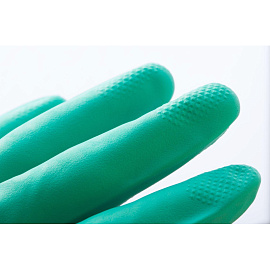 Перчатки КЩС нитриловые Lakeland Nitrosol EN15F с флокированным напылением зелёные (размер 10, ХL)