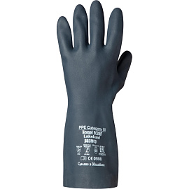 Перчатки КЩС неопреновые Lakeland Neosol EC30F с хлопковым напылением черные (размер 10, ХL)