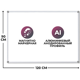 Доска магнитно-маркерная 90x120 см ультратонкая лаковое покрытие Attache Economy