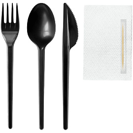 Набор одноразовых столовых приборов Комус №5 на 1 персону (5 предметов, 200 наборов в упаковке)