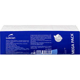Салфетки бумажные Luscan Mega Pack 1-слойные 24х24 см белые (500 листов в пачке)
