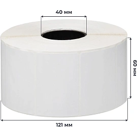 Термотрансферные этикетки 40х60 мм полипропиленовые глянцевые (диаметр втулки 40 мм, 20 рулонов по 2000 этикеток)