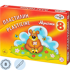 Пластилин классический Гамма Мультики 8 цветов 160 грамм фото Пластилин классический Гамма Мультики 8 цветов 160 грамм