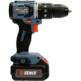 Дрель-шуруповерт ударная аккумуляторная Senix PDHX2-M2-EU SET бесщеточная Li-ion (20 В, 4 Ач)+ЗУ в кейсе