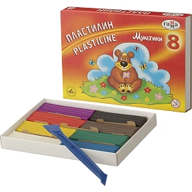 Пластилин классический Гамма Мультики 8 цветов 160 грамм