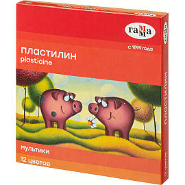 Пластилин классический Гамма Мультики 12 цветов 240 грамм