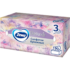 Салфетки косметические Zewa Deluxe 3-слойные (90 штук в упаковке) фото Салфетки косметические Zewa Deluxe 3-слойные (90 штук в упаковке)