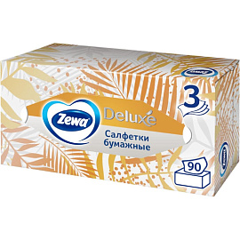 Салфетки косметические Zewa Deluxe 3-слойные (90 штук в упаковке) фото Салфетки косметические Zewa Deluxe 3-слойные (90 штук в упаковке)