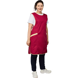 Фартук-сарафан для торговли Маркет Мастер малиновый/бежевый