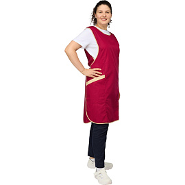 Фартук-сарафан для торговли Маркет Мастер малиновый/бежевый