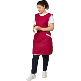 Фартук-сарафан для торговли Маркет Мастер малиновый/бежевый