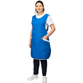 Фартук-сарафан для торговли Маркет Мастер васильковый/белый фото Фартук-сарафан для торговли Маркет Мастер васильковый/белый