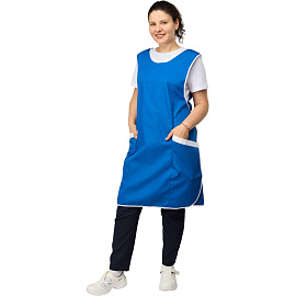 Фартук-сарафан для торговли Маркет Мастер васильковый/белый фото Фартук-сарафан для торговли Маркет Мастер васильковый/белый