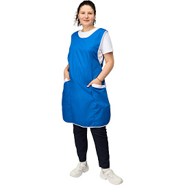 Фартук-сарафан для торговли Маркет Мастер васильковый/белый фото Фартук-сарафан для торговли Маркет Мастер васильковый/белый