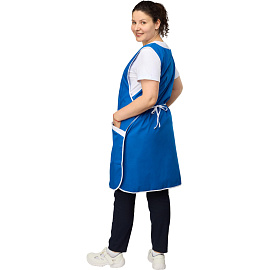 Фартук-сарафан для торговли Маркет Мастер васильковый/белый фото Фартук-сарафан для торговли Маркет Мастер васильковый/белый