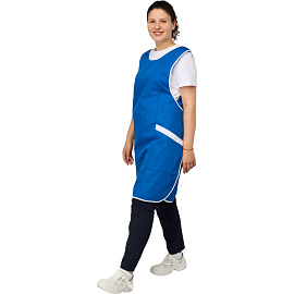 Фартук-сарафан для торговли Маркет Мастер васильковый/белый фото Фартук-сарафан для торговли Маркет Мастер васильковый/белый