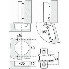 Петля StahlBuro Clip-On накладная (2 штуки в упаковке)