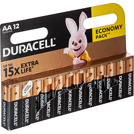 Батарейка AA пальчиковая Duracell Basic (12 штук в упаковке) фото Батарейка AA пальчиковая Duracell Basic (12 штук в упаковке)