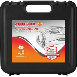 Аптечка первой помощи автомобильная Виталфарм ф.10. 54160 по приказу №260н с наполнением (пластиковый футляр)