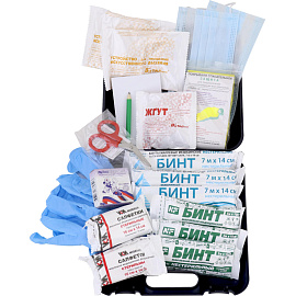 Аптечка первой помощи автомобильная Виталфарм ф.10. 54160 по приказу №260н с наполнением (пластиковый футляр)