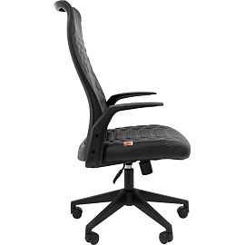 Кресло для руководителя Комус Мебель 673 TPU чёрное (экокожа, пластик)