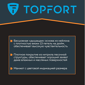 Перчатки защитные TOPFORT НН02 нейлон с нитриловым покрытием р.9