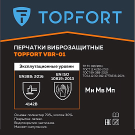 Перчатки защитные от вибрации TOPFORT VBR 01 р.11