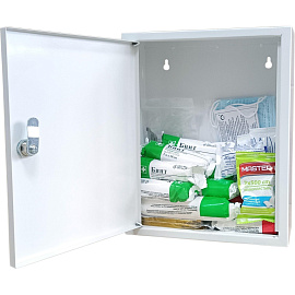 Аптечка первой помощи работникам ФЭСТ по приказу №262н с наполнителем (металлический шкаф)