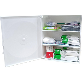 Аптечка первой помощи работникам ФЭСТ по приказу №262н с наполнителем (пластиковый шкаф)