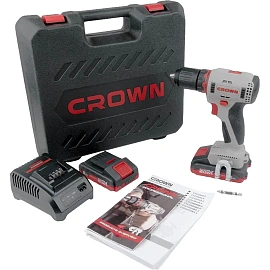 Дрель-шуруповёрт аккумуляторная Crown CT21091HX-2 BMC бесщёточная 20 В 2x2 Ач Li-ion с ЗУ в кейсе