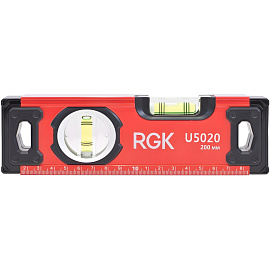 Уровень пузырьковый RGK U5020 2 глазка 200 мм магнитный (4610011873775)