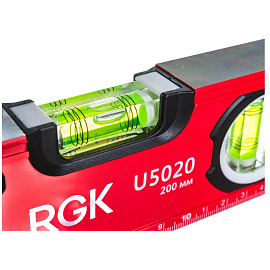 Уровень пузырьковый RGK U5020 2 глазка 200 мм магнитный (4610011873775) фото Уровень пузырьковый RGK U5020 2 глазка 200 мм магнитный (4610011873775)