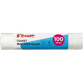 Пакет фасовочный Комус 24х37 см ПНД 8 мкм прозрачный (100 штук в упаковке)